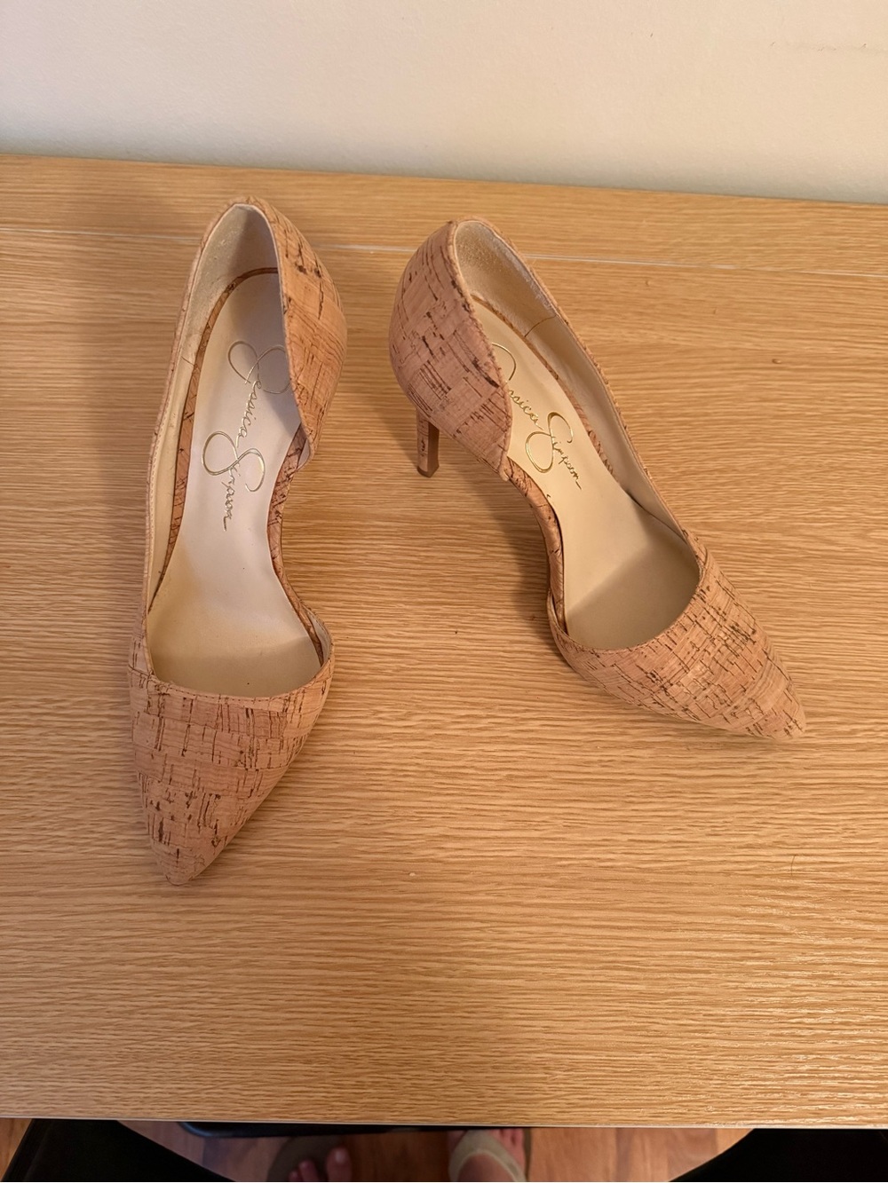 Jessica Simpson Cork Pointed-Toe Pumps in Tan - Picture 5 of 9